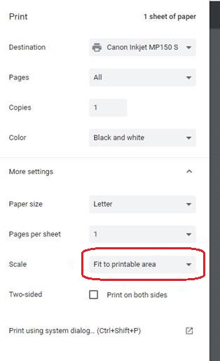 PDF Print More settings