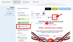 Add and hide merge fields directly on your certificate template