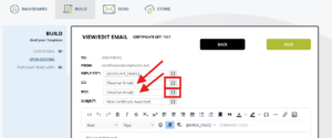 Add merge fields directly to the CC and BCC fields of the notification email