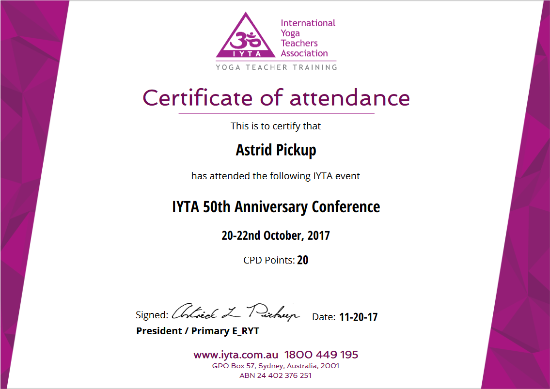 Certificate of the Month February-20 - IYTA - Attendance Intended For Conference Certificate Of Attendance Template