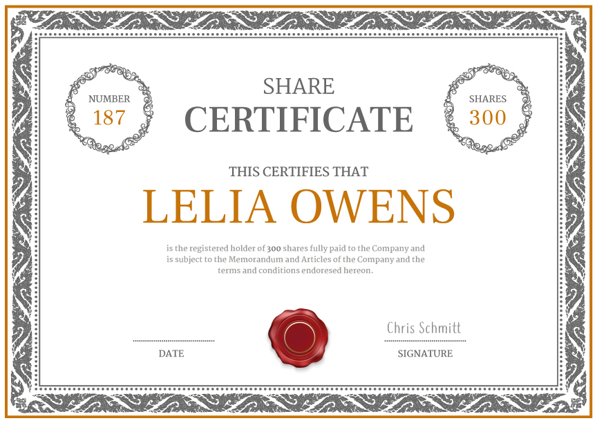 Stock Certificate Template