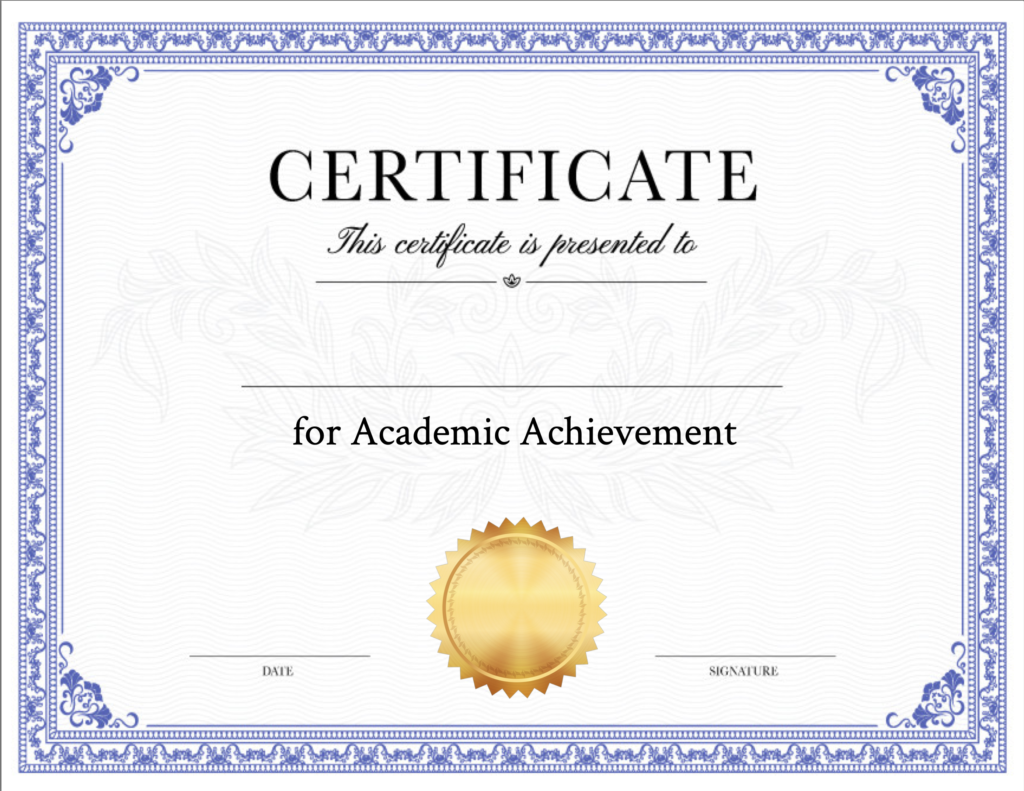 Academic Achievement Certificate Template