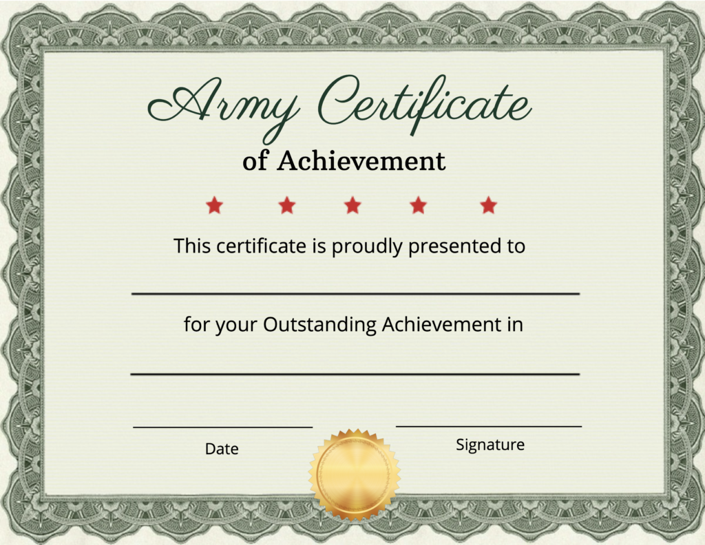 Army Certificate of Achievement Template.