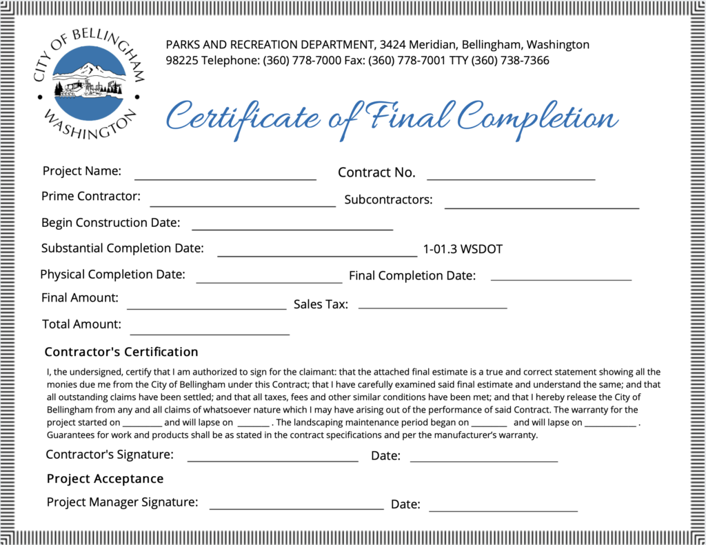 Certificate of Completion Templates - SimpleCert With Certificate Of Completion Template Construction