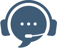Icon of a speech bubble wearing a headset.