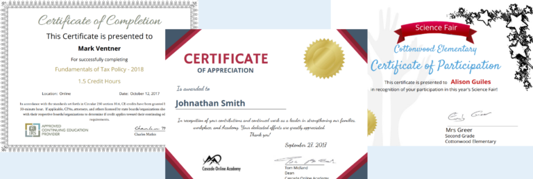 SimpleCert Certificates Examples