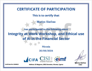 Certificate of the month - EIMF