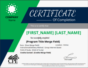 Custom CPE Certificate of Completion